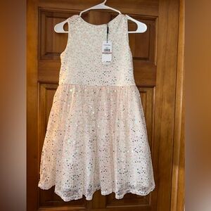 NWT Calvin Klein champagne Girls' sequin Legacy Party Dress size 12